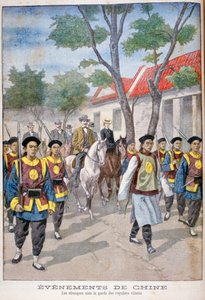 Cudzoziemiec pod strażą regularnej armii chińskiej, Chiny, 1900.