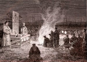 Ceremonia pogrzebowa w Sou-Tcheou w Chinach. 1874 (ryc.) autorstwa Oswaldo Tofani