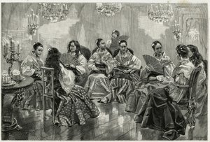 Targi chińskie Narcisso, Daraga, Filipiny. Grawer autorstwa Tofani, ilustrujący historię „Podróż na Filipiny”” autorstwa Oswaldo Tofani