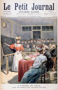 Młode dziewczyny zdające egzaminy w ratuszu, Francja, 1895 autorstwa Oswaldo Tofani