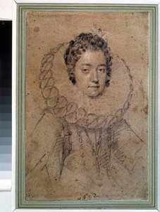 „Portret damy arystokracji” nosi szeroki kołnierzyk (truskawka). Rysunek Ottavio Maria Leoni (1578-1630) 1612 Muzeum Puszkina, Moskwa