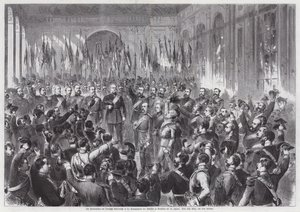 Proklamacja króla pruskiego Wilhelma I cesarzem Niemiec, Sala Lustrzana, Palais de Versailles, Francja autorstwa Otto Edmund Guenther