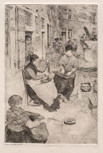 Akwaforty Wenecji: Bead Stringers, 1882. autorstwa Otto H. Bacher