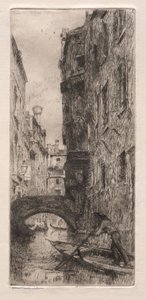 Akwaforty Wenecji: Ponte del Pistor, Wenecja, 1880.