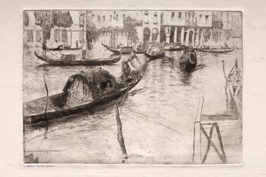 Akwaforty z Wenecji: Traghetto San Felice autorstwa Otto H. Bacher