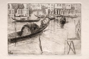 Akwaforty Wenecji: prom San Felice, XIX wiek. autorstwa Otto H. Bacher