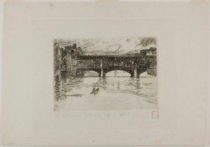 Ponte Vecchio, zniszczony talerz autorstwa Otto Henry Bacher