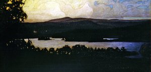 Zorza polarna na archipelagu autorstwa Otto Hesselbom