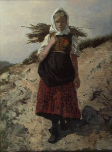 Zebrane drewno opałowe (olej na płótnie) autorstwa Otto Ludvig Sinding
