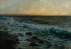 Zachód słońca nad oceanem (olej na płótnie)