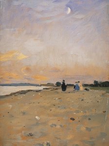 Krajobraz rzeki z półksiężycem (krajobraz plaży na Juist). 1885 lub około 1889