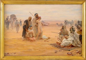 Le marche aux esclaves - Targ niewolników - Obraz Otto Pilny (1866-1936), olej na płótnie 1910 (80x120cm) - kolekcja prywatna