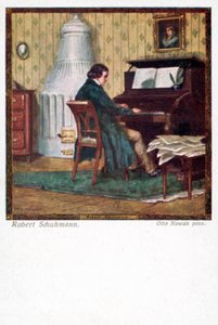Robert Schumann grający na pianinie