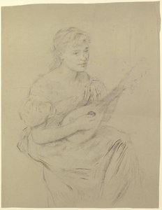 Młoda kobieta grająca na mandolinie („mandolinistka”) autorstwa Otto Scholderer