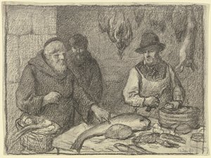 Mnich z handlarzem ryb autorstwa Otto Scholderer