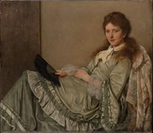 Portret żony artysty na otomanie autorstwa Otto Scholderer