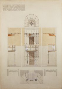 Szkic ambony kościoła Steinhof, centralnego wiedeńskiego szpitala dla umysłowo chorych ... autorstwa Otto Wagner
