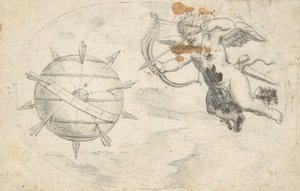 Strzały wystrzeliwujące Kupidyna w World Globe, 1608 lub krótko przed. autorstwa Otto van Veen.