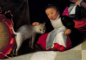 Artysta i jego rodzina Detal przedstawiający kota i dziecko. Obraz Octaviusa Van Veena (1556-1629)