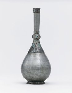 Butelka cynkowa osadzona w kolorze turkusowym w kolorze otomańskim ze srebra (turkus, cynk, srebro) autorstwa Ottoman School