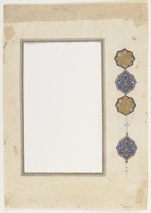 Folio z Koranu (ramka), oderwana ramka rękopisu, 2. poł. XVI w. (tusz, nieprzezroczysta akwarela i złoto na papierze) autorstwa Ottoman School