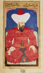 Portret sułtana Imperium Osmańskiego Orhan (Orkhan lub Urchan) I (1281-1360) Miniatura z rękopisu „” Fizjonomia ludzka (O osobistych aranżacjach Osmanów) autorstwa Seyyida Lokmana Husseina. (Pani ty6087 folio 25b) autorstwa Ottoman School