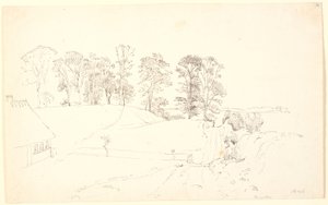 Krajobraz z drzewami. autorstwa P.C. Skovgaard