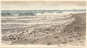 Plaża z widokiem na Kattegat w kierunku Kullen. autorstwa P.C. Skovgaard
