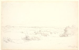 Widok na pagórkowaty krajobraz. autorstwa P.C. Skovgaard