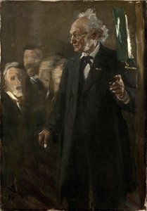 Profesor zoologii, Japetus Steenstrup wygłasza wykład autorstwa Peder Severin Krøyer