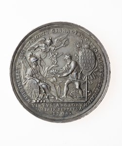 Medal upamiętniający zwycięstwa brytyjskie, 1704 (srebrny) autorstwa P. H. Muller