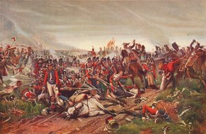 Francuscy kirasjerzy szarżujący na brytyjski plac piechoty w bitwie pod Waterloo, 1815 1906 autorstwa P Jazet