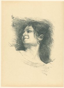 Głowa uśmiechniętej kobiety etiuda de femme L