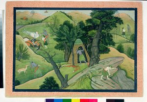 74,73 Rama i Lakszmana wędrują w poszukiwaniu Sity, z Ramajany, Kangra, Himachal Pradesh, 1780
