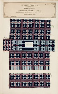 Próbka bawełnianego szalika z Nurrapore w Sind, z The Collection of the Textile Manufacturers of India, Johna Forbesa Watsona, opublikowana w 1866 autorstwa Pakistani School