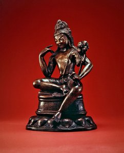 Padmapani Lokeshvara siedzący w medytacji, pierwsza połowa VII wieku (brąz inkrustowany srebrem i miedzią) (patrz także 394853) autorstwa Pakistani School