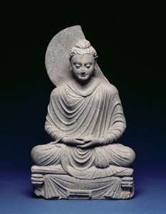 Siedzący Budda, Gandhara, I-III wne (łupki)