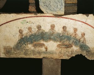Uczta eucharystyczna, Cubicula Sakramentów (fresk) autorstwa Paleo Christian