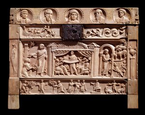 Relikwiarz z płaskorzeźbami przedstawiającymi sceny ze starego testamentu. Z klasztoru Santa Giulia, IV wiek autorstwa Paleo Christian
