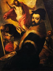 Autoportret podczas malowania Zmartwychwstania autorstwa Palma Il Giovane