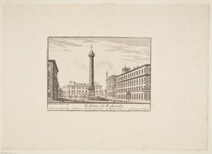 Kolumna M. Aurelio. 1. Pałac Niccolini. 2. Pałac namiestnika. 3. Monte Citorio. 4. Pałac Chigi autorstwa Paolo Anesi