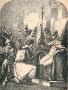 Hugh de Vermandois odbiera konsekrowany sztandar od papieża Urbana, 1869 autorstwa Paolo Priolo