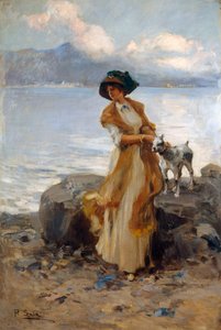 Harmonia nad jeziorem Mergozzo, Paolo Sala (1859-1924), olej na płótnie