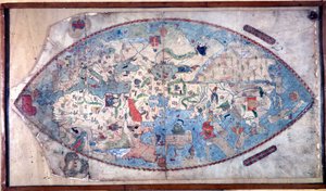 Mapa świata Paolo Toscanelli (1397 - 1497). 1457. Ta mapa przedstawia europejski obraz Ziemi przed odkryciem wielkich kontynentów. Biblioteka Nazionale Florencja autorstwa Paolo Toscanelli