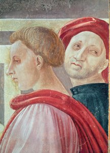 Głowy dwóch mężczyzn, z Ofiarowania Maryi w Świątyni, 1433-34 (szczegół) autorstwa Paolo Uccello
