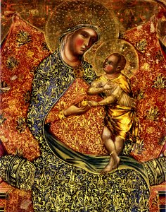 Madonna z Dzieciątkiem na tronie z dwoma aniołami autorstwa Paolo Veneziano