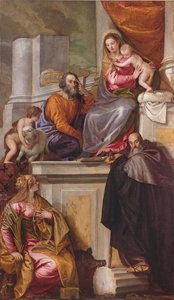Święta Rodzina ze św. Janem Chrzcicielem, św. Antonim Opatem i św. Katarzyną, 1551 r. autorstwa Paolo Veronese