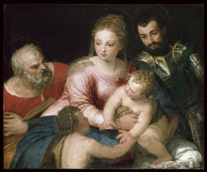 Święta Rodzina z młodym Janem Chrzcicielem i św. Jerzym, początek 1550 r. autorstwa Paolo Veronese