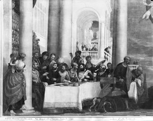 Posiłek w domu Szymona faryzeusza, detal z lewej strony, 1570 autorstwa Paolo Veronese