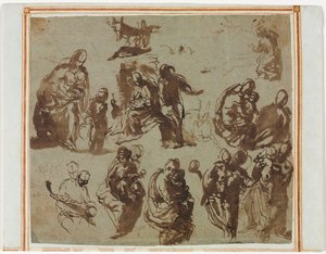 Różne szkice Madonny z Dzieciątkiem (recto) autorstwa Paolo Veronese